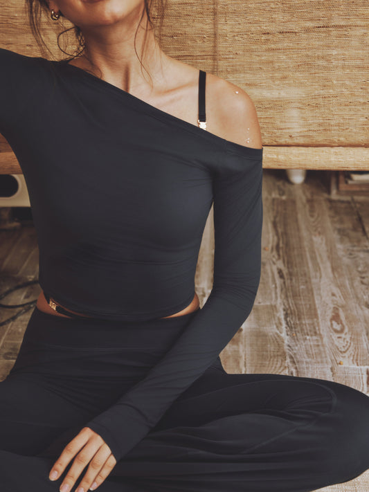 Soft Clay Off-Shoulder Long Sleeve